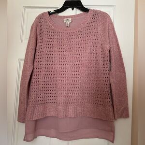 Women's St Johns Bay sweater. sheer bottom edge. Medium. light pink/mauve color